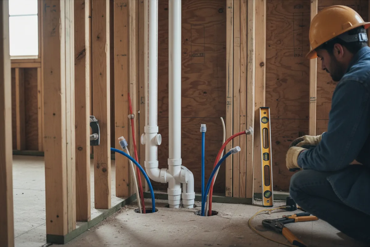 Drain and supply rough-in during Garbage Disposal Repair in Palestine
