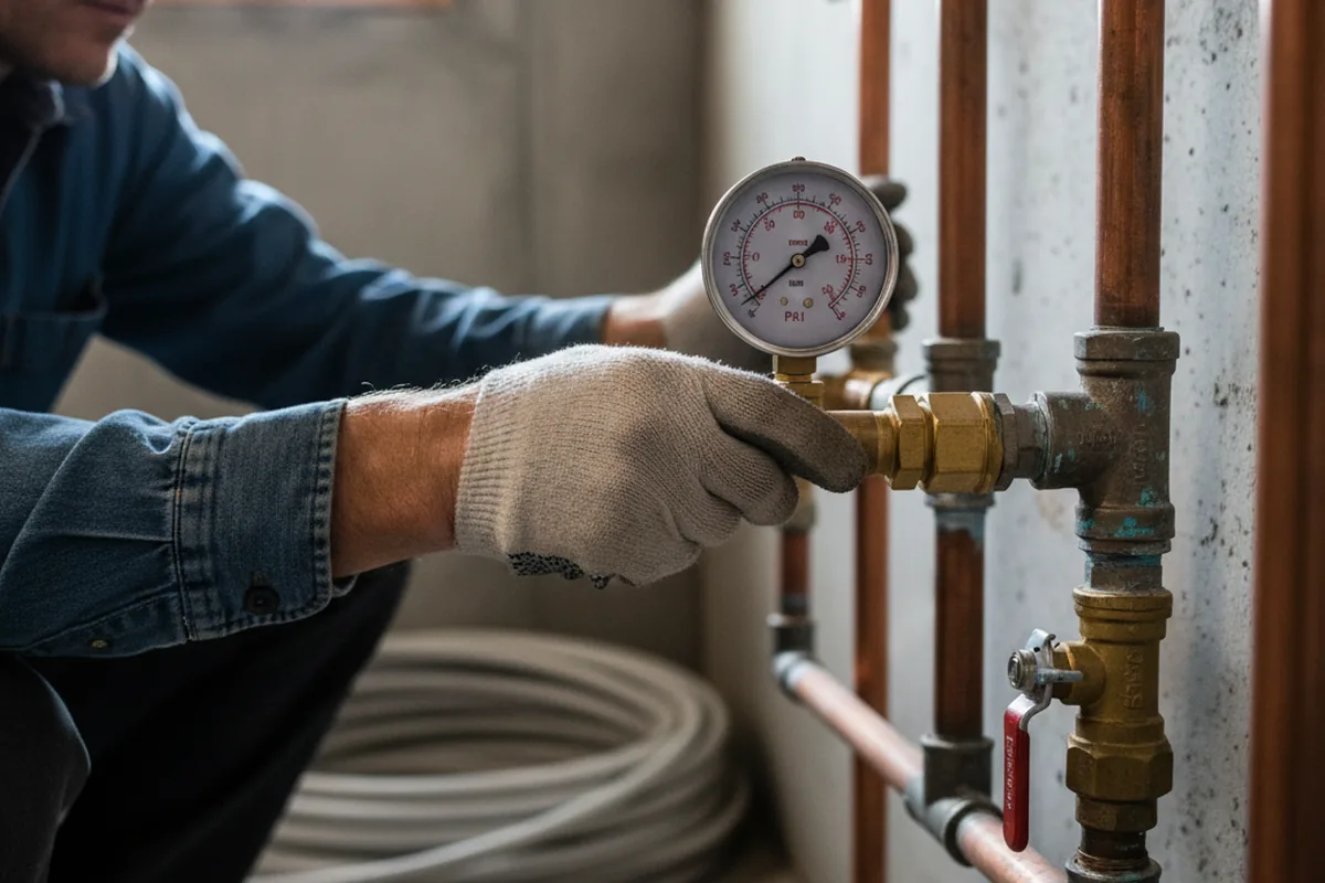 Pressure testing a repaired line during Water Line Repair in Palestine